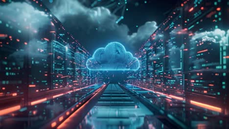 futuristic cloud computing data center concept