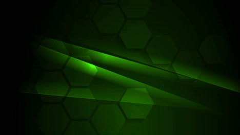 tecnología de brillo verde fondo de movimiento mínimo con hexágonos