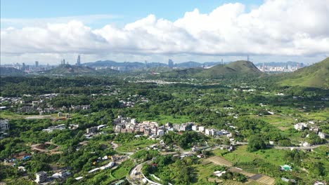 La-Ciudad-De-Sheung-Shui-Y-La-Ciudad-De-Shenzhen-En-La-Frontera-De-Fondo-Entre-Hongkong-china