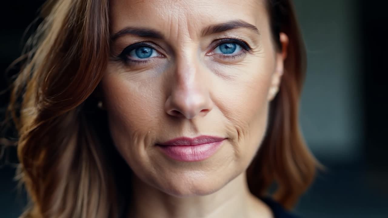 retrato en primer plano de una hermosa mujer con ojos azules