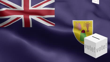 ballots fly to box for turks and caicos islands - ballot box in front of flag