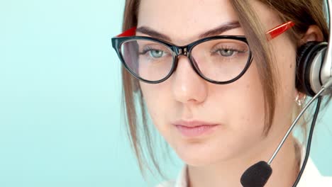 woman working in a call center with a headset