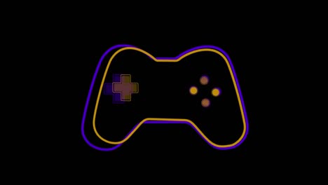 animación del logotipo del videojuego amarillo y púrpura