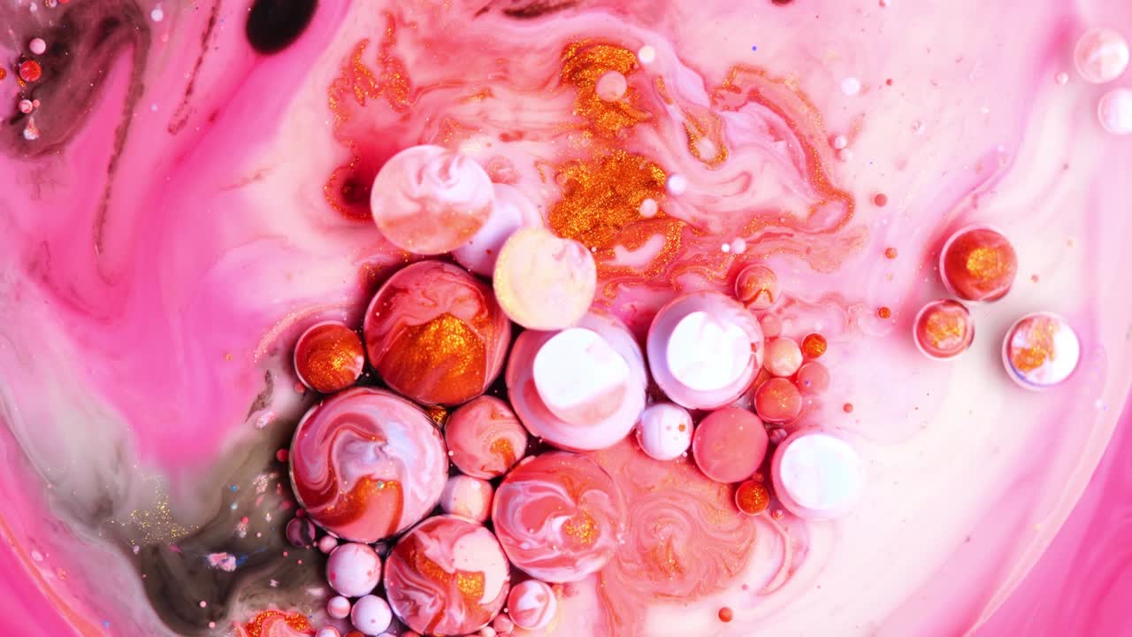 다채로운 페인트와 거품 추상적인 배경 4k 비디오