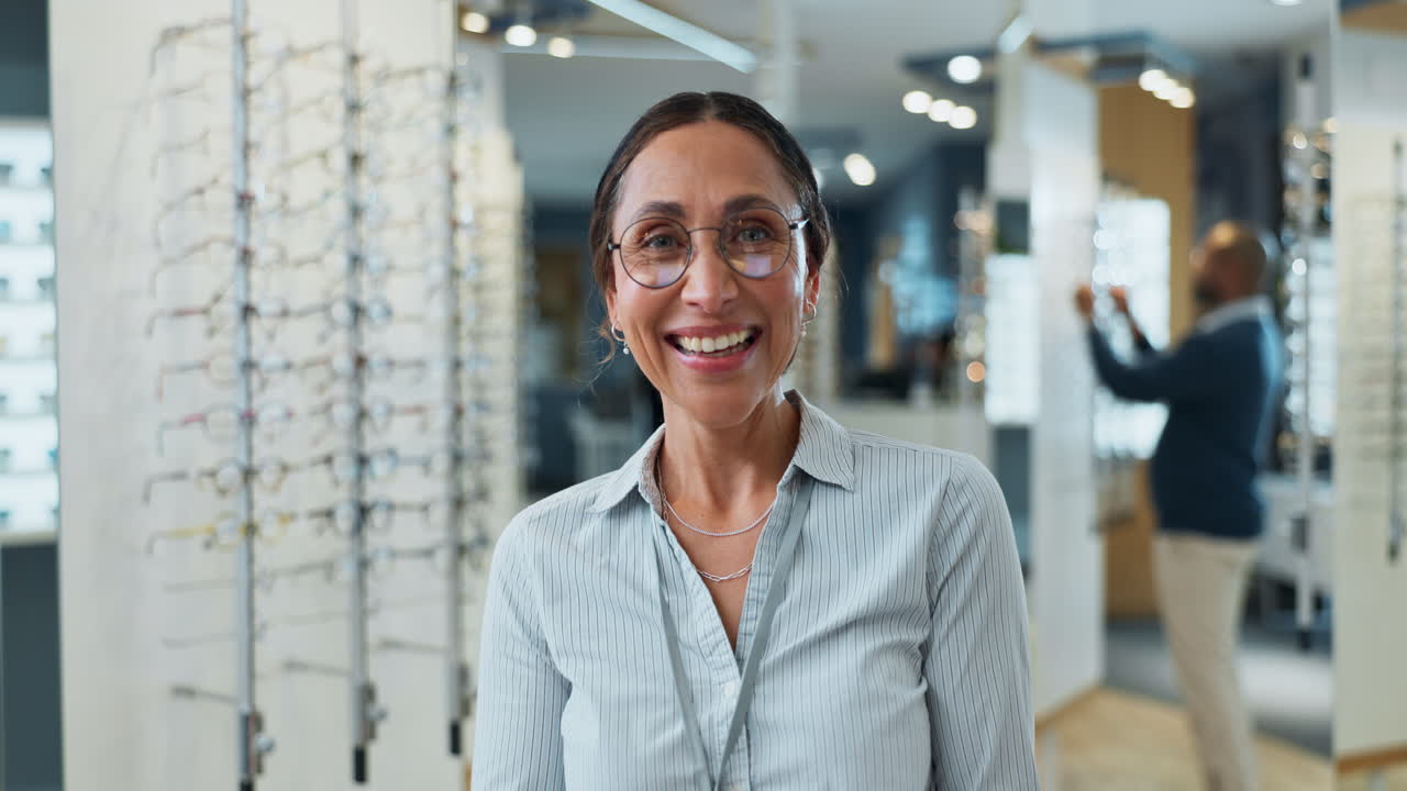 Happy Optician in Eyeglasses Store