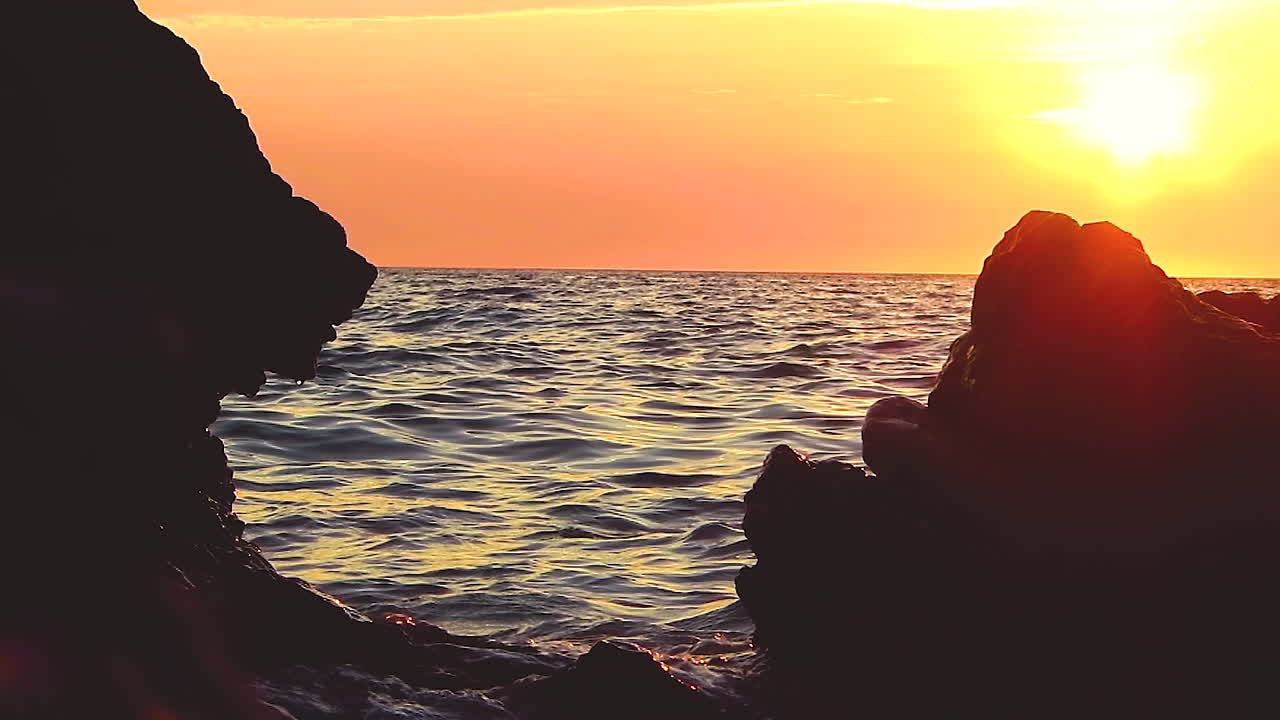 Okinawa Japan, Sunset over the golden waves. Beautiful and cinematic.