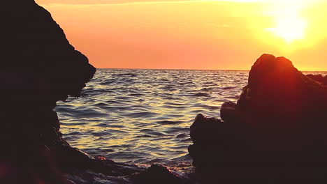 okinawa japan, sunset over the golden waves. beautiful and cinematic.