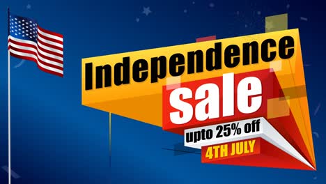 saludos del 4 de julio por un 25% de descuento en una tienda con bandera estadounidense y fuegos artificiales