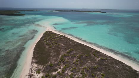 los roques archipelago with clear turquoise waters and sandy islets, sunny day, aerial view