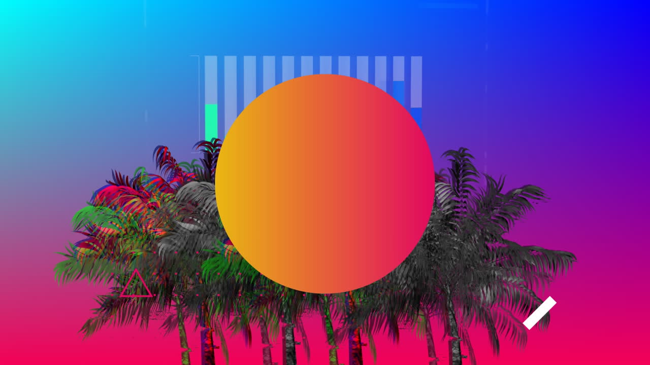 círculo con palmeras y barras