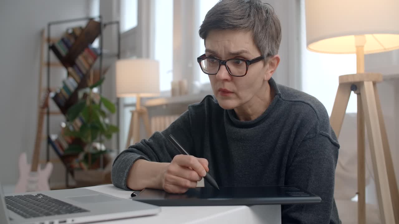 Woman working on digital art