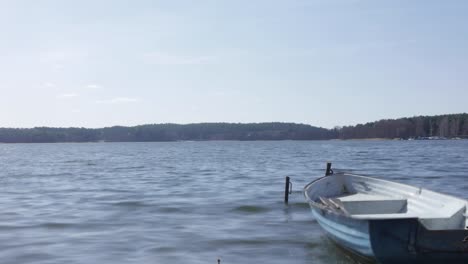 small rowing boat on the lake