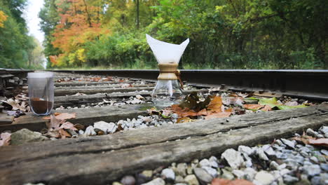 Chemex-and-coffee-being-prepared-on-railway-track