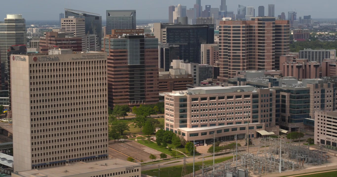 Vista de drone do Texas Medical Center em Houston
