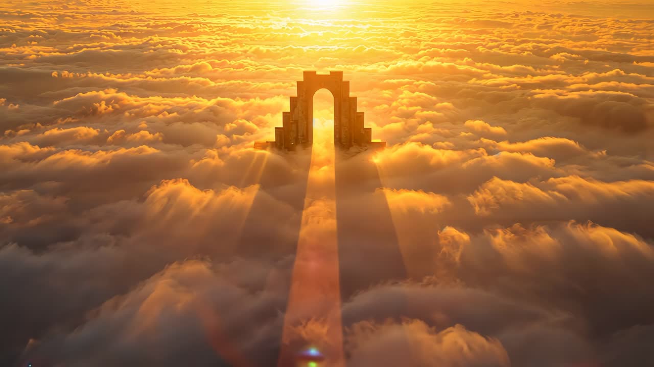 Golden Stairway to Heaven Above the Clouds
