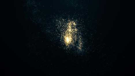 fast-moving ball of particles flying in all directions and leaving a trail, fast motion absctract animation with motion blurred particles