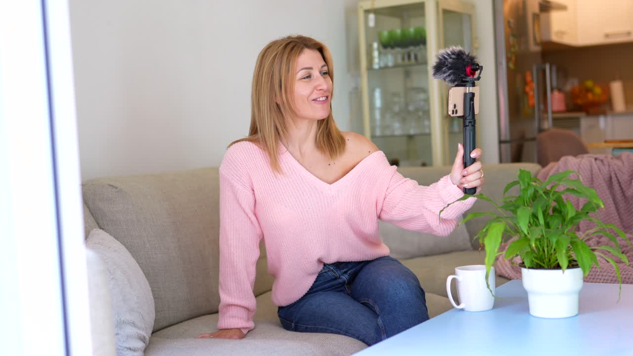 Woman Vlogging at Home
