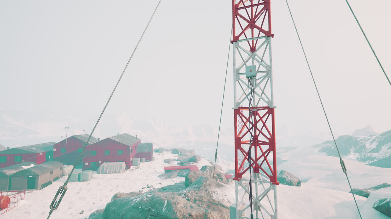 남극 연구 역 의 빨간색 과 색 탑