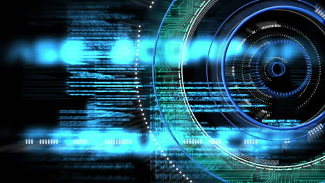 round scanner and data processing against black background