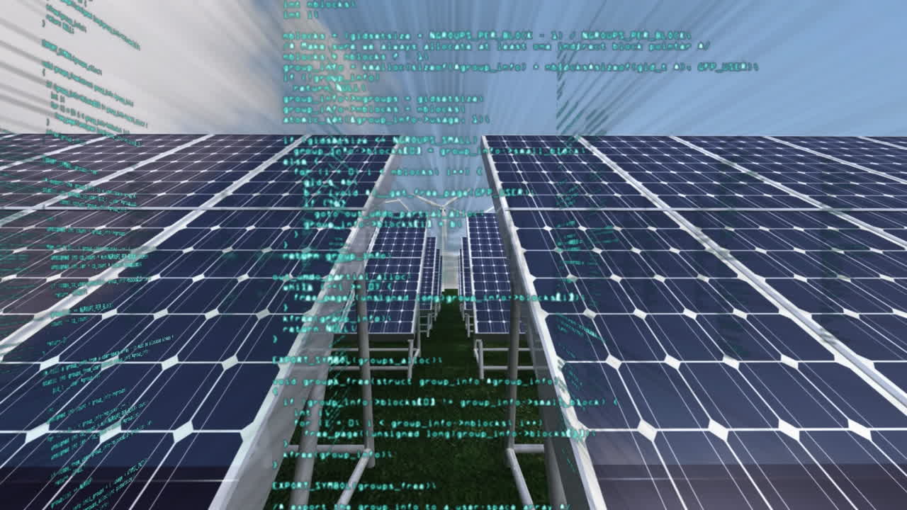 анимация обработки данных через солнечные панели