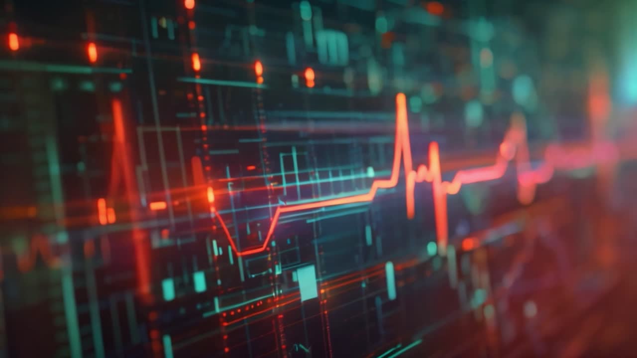 Digital Heartbeat Monitor and Futuristic Healthcare Data Visualization