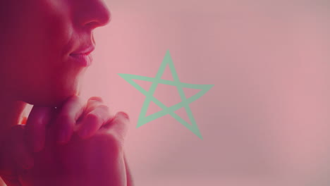 hands clasped, person with star symbol in background, animation style