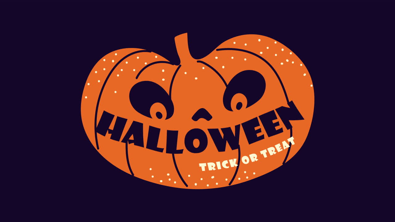 letras felices de halloween en la animación de la calabaza