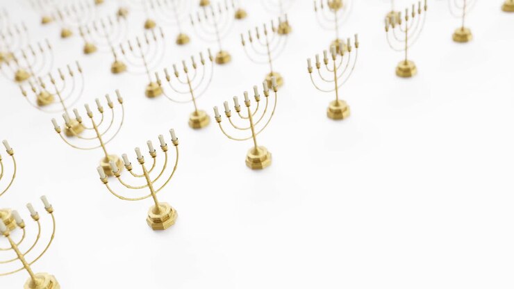 Golden Menorahs on a Vibrant white Background