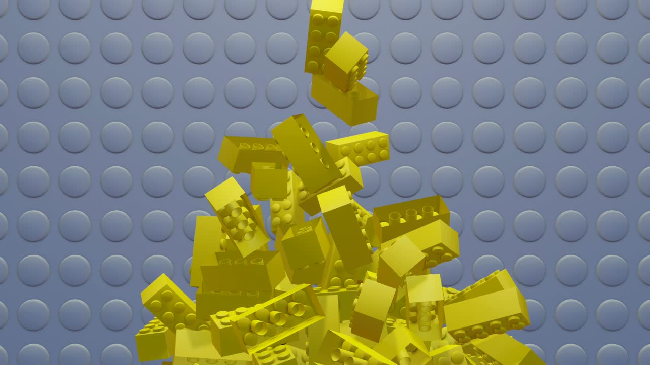 elementos amarillos de bucle de movimiento para el diseñador, modelado estructural, el concepto de construir empresas y negocios de una manera lúdica. renderización 3d fotorrealista.