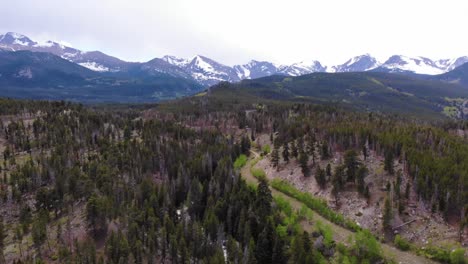 Inclinación-Aérea-Hacia-Arriba-Revela-Toma-Del-Parque-Estes-En-Colorado