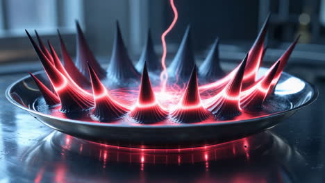 ferrofluid spikes reacting to energy and light