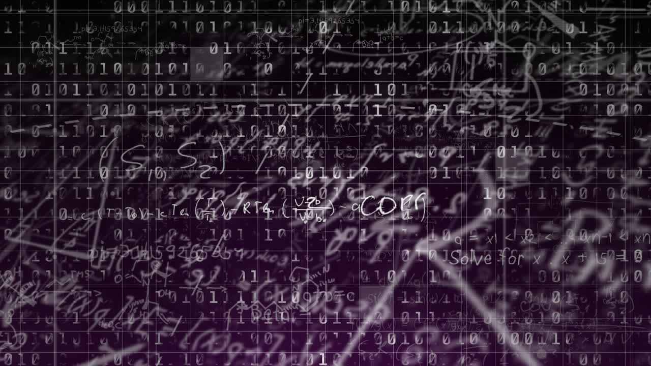 Animation of data processing over mathematical equations