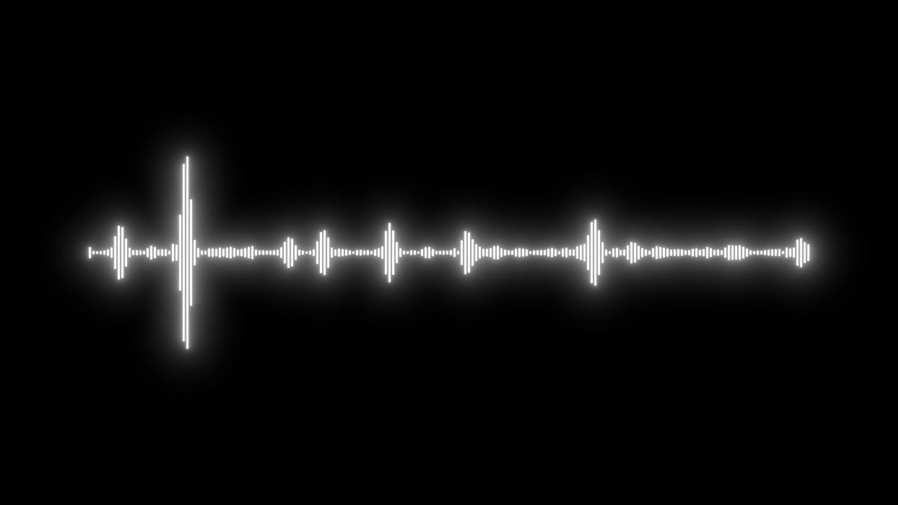 Visualizador de Forma de Onda de Áudio Branca Brilhante em Fundo Preto