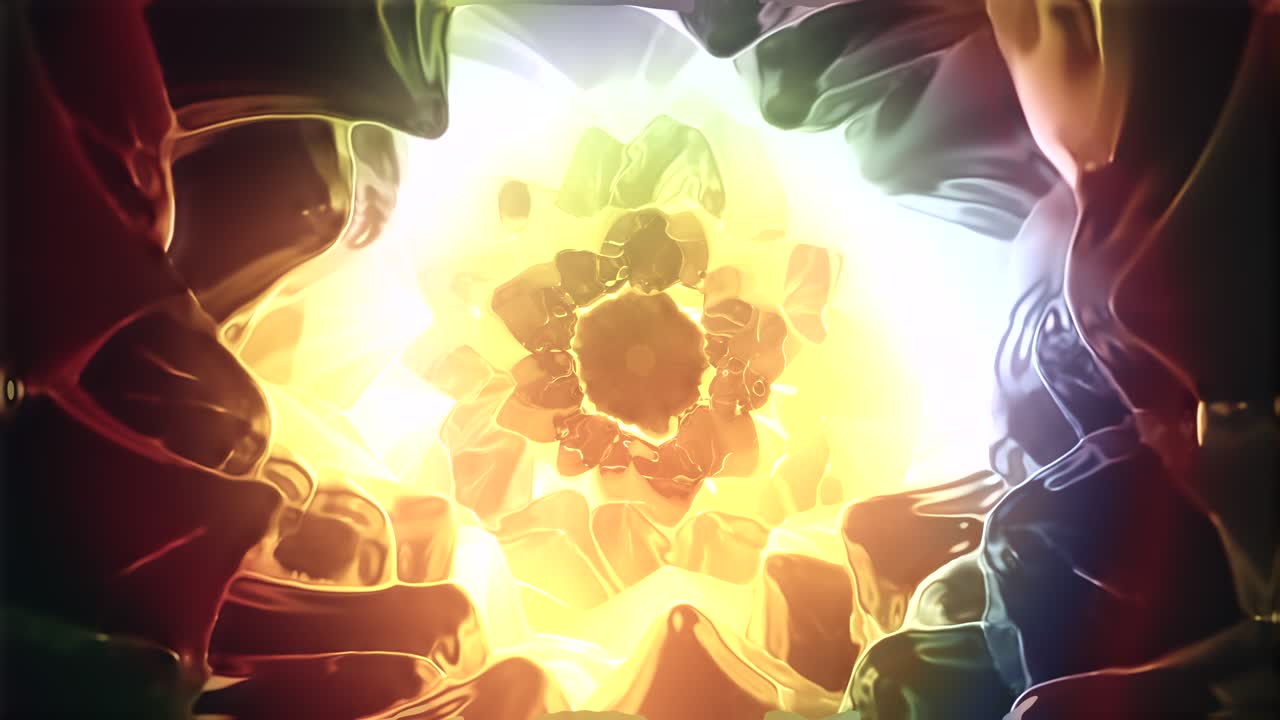 다채로운 추상적인 모양의 액체 루프 애니메이션