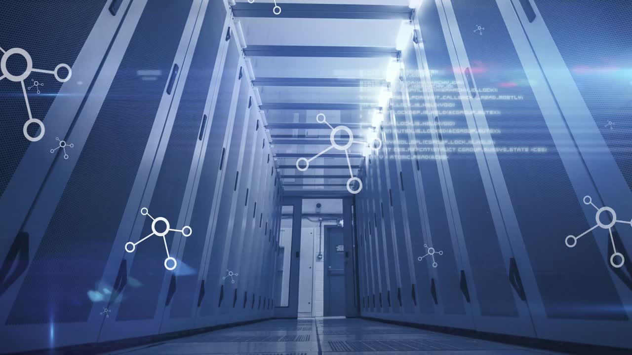Animation of data processing and networks of connections over computer servers