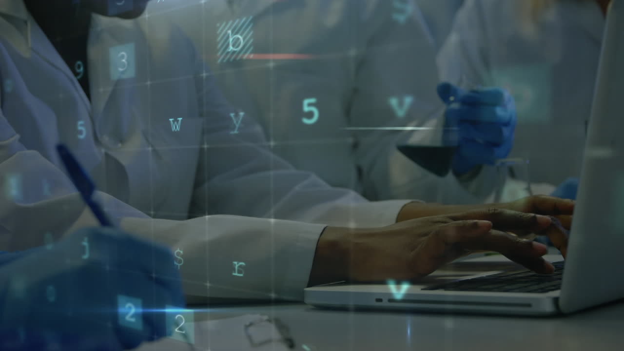 animación de advertencia de ataque cibernético sobre científicos que usan computadoras