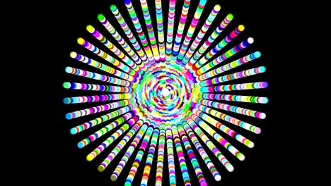 círculos animados en todos los colores forman un túnel sin fin. los círculos cambian de color todo el tiempo