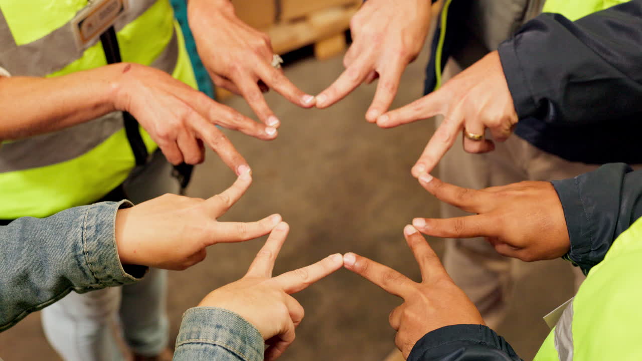Team Collaboration with Hands in a Circle
