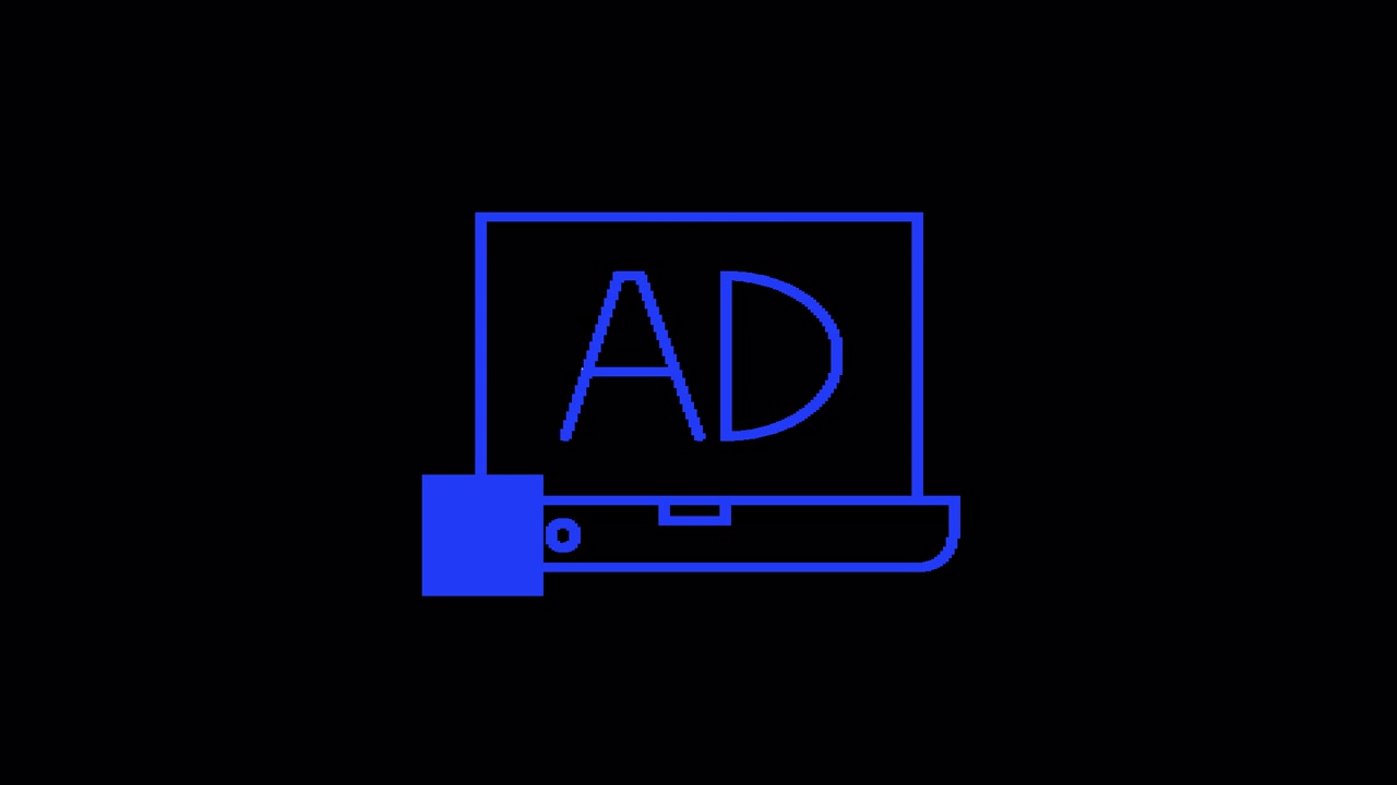 Animated Line Art Icon of Laptop with AD Text
