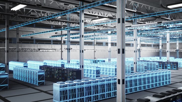 Big data server hub used for cloud computing, global internet connection concept
