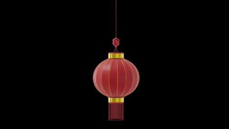 animation of chinese red lamp hanging with copy space on black background