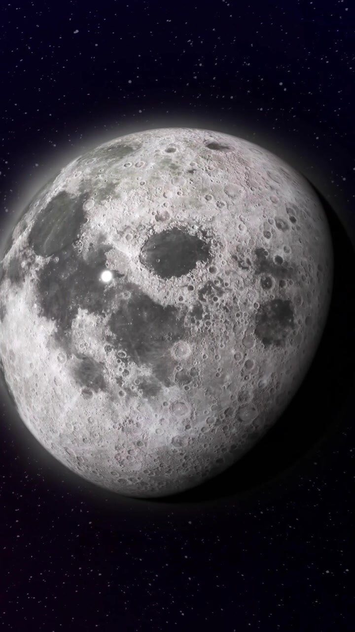 Animação de formas coloridas sobre planeta no céu com estrelas