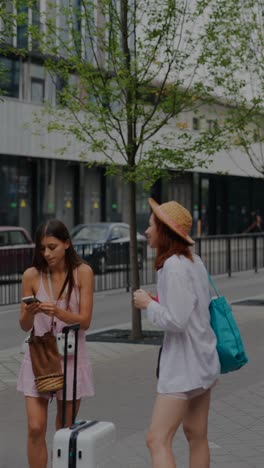 two friends exploring the city