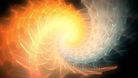 animation of animated glowing golden spiral swirling shell