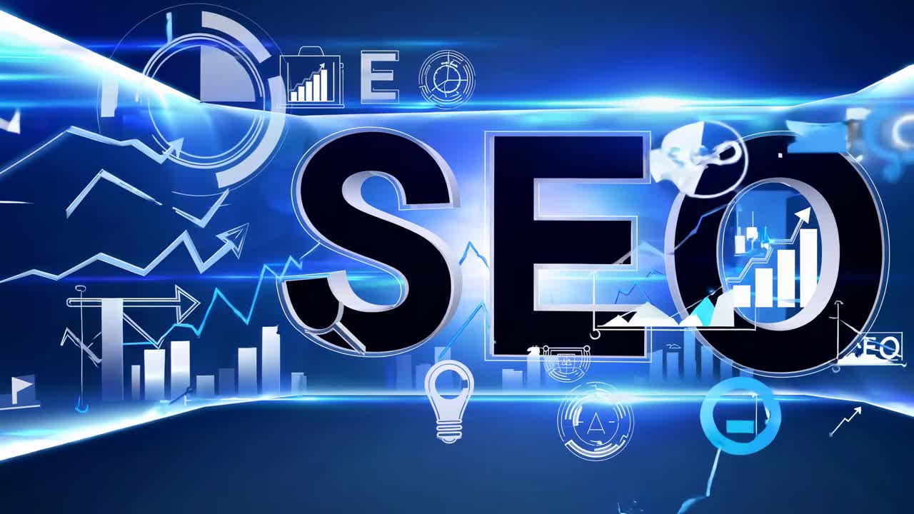 Dynamic video concept featuring SEO elements with futuristic graphics