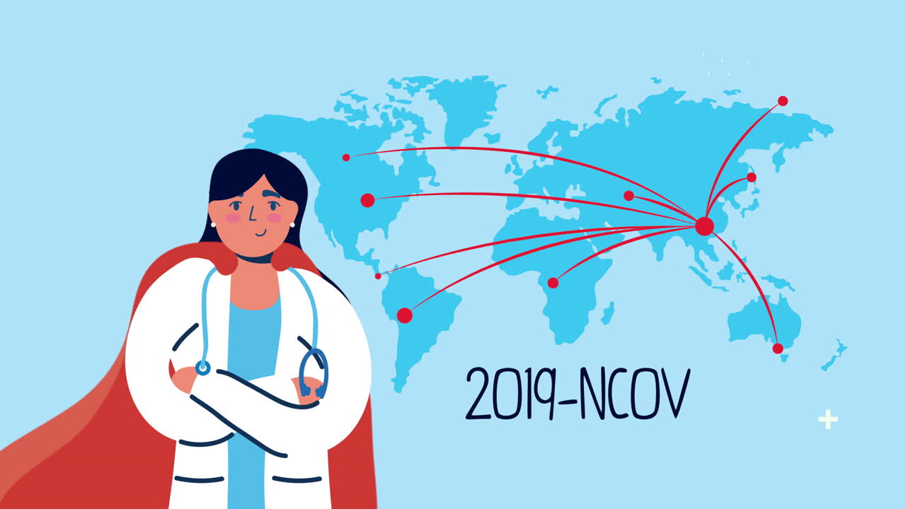 doctora con capa de héroe y mapas de la tierra