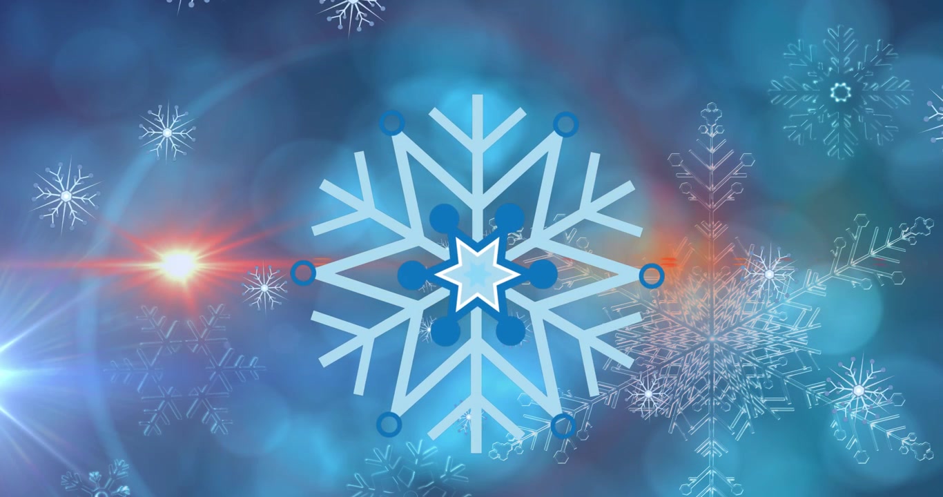 Animazione di punti luce su neve che cade
