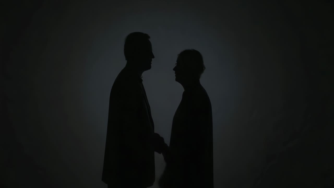 Silhouette of an elderly couple