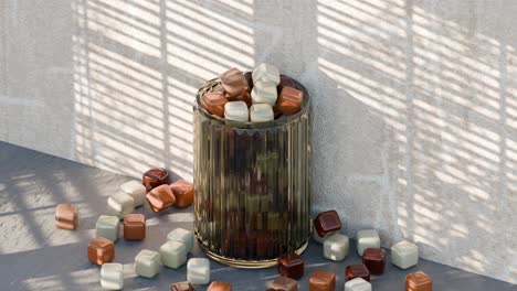 geometric cubes in a glass vase