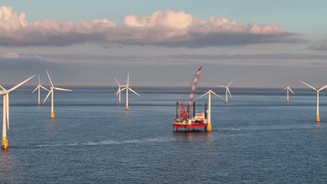 hemsby norfolk uk work platform servicing wind farm drone,aerial 4k footage